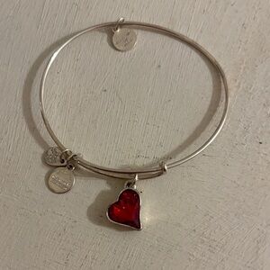 Alex and Ani Silver Bracelet with Red Heart Charm